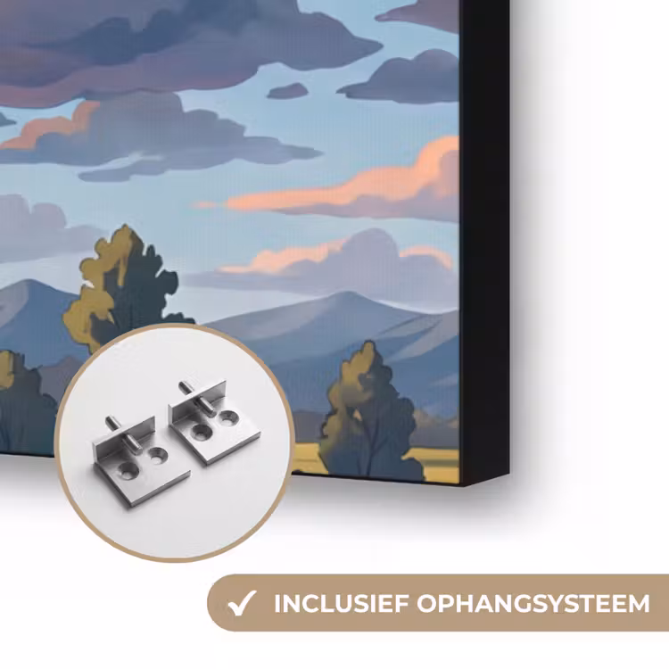 Wolken - Daghemel - Natuur - Illustratie - Oranje Textielframe zwart klein -USP_ophangsysteemNL