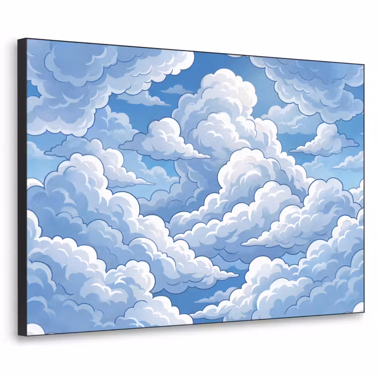 Wolken - Hemel - Abstract - Wit Textielframe zwart klein -3d