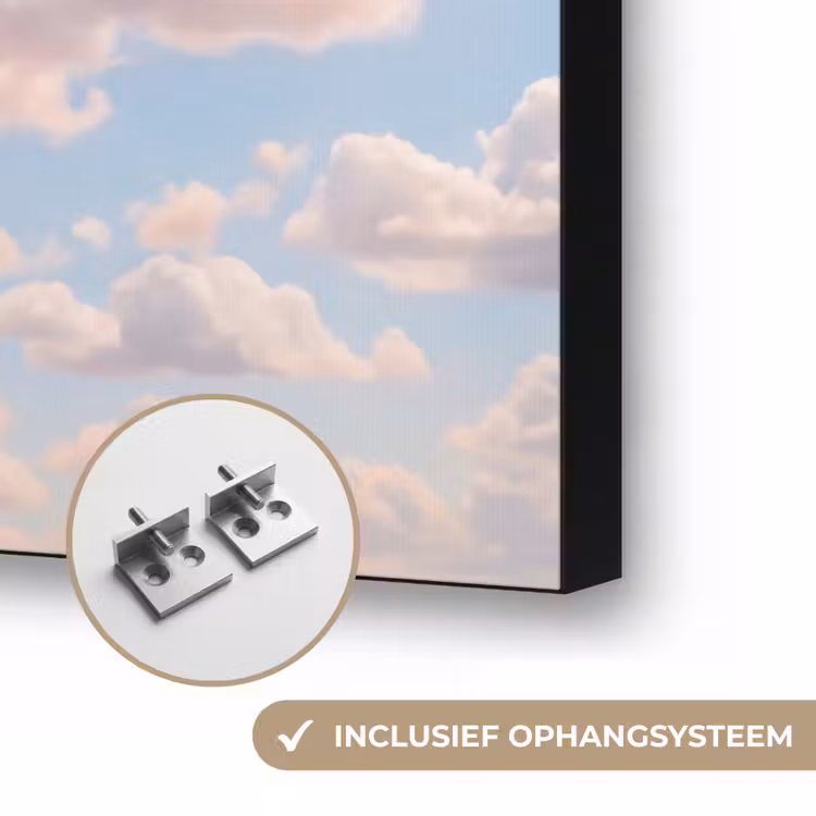 Wolken - Hemel - Natuur - Licht - Blauw Textielframe zwart klein -USP_ophangsysteemNL