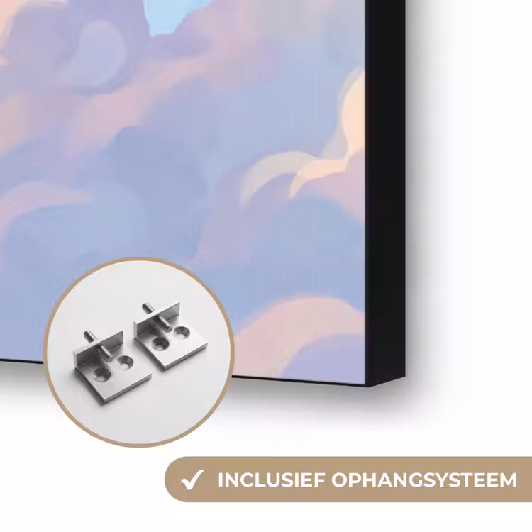 Wolken - Lucht - Natuur - Blauw Textielframe zwart klein -USP_ophangsysteemNL