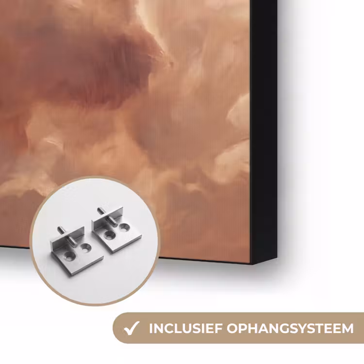 Wolken - Lucht - Natuur - Modern - Bruin Textielframe zwart klein -USP_ophangsysteemNL