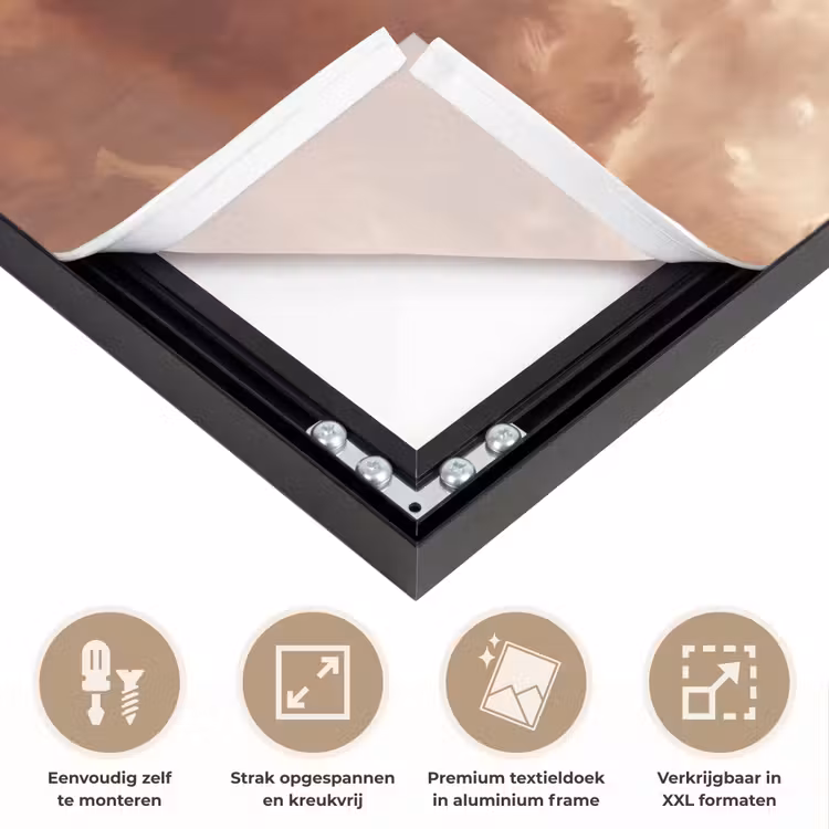 Wolken - Lucht - Natuur - Modern - Bruin Textielframe zwart klein -USP_feed_closeupNL