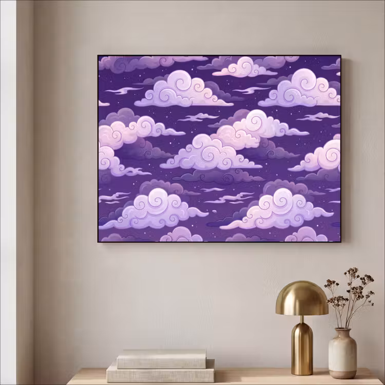 Wolken - Nacht - Natuur - Abstract - Paars Textielframe zwart klein -sfeer2