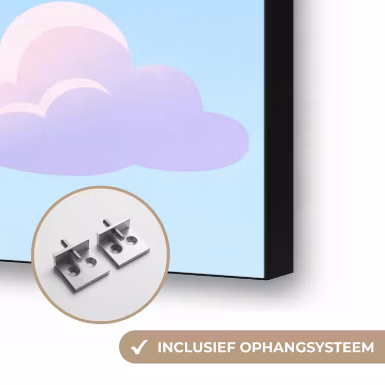 Wolken - Roze - Blauw - Natuur - Modern Textielframe zwart klein -USP_ophangsysteemNL