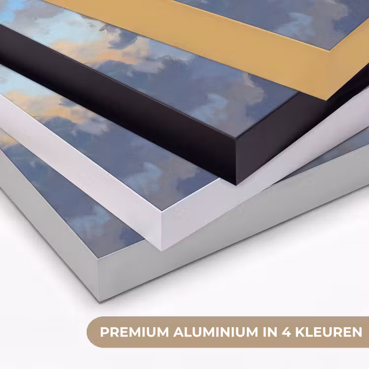 Wolken - Zonnestralen - Natuur - Abstract - Blauw Textielframe zwart klein -USP_kleurenNL