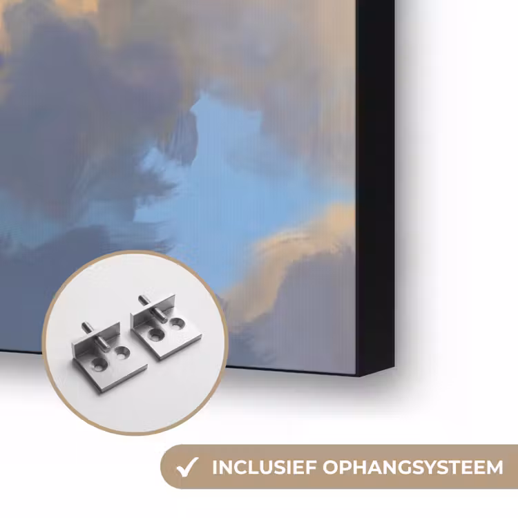 Wolken - Zonnestralen - Natuur - Abstract - Blauw Textielframe zwart klein -USP_ophangsysteemNL