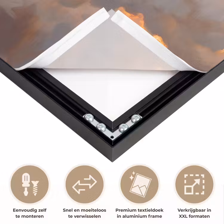 Wolken - Zonsondergang - Natuur - Abstract - Goud Textielframe zwart klein -USP_closeupNL