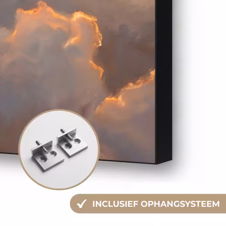 Wolken - Zonsondergang - Natuur - Abstract - Goud Textielframe zwart klein -USP_ophangsysteemNL