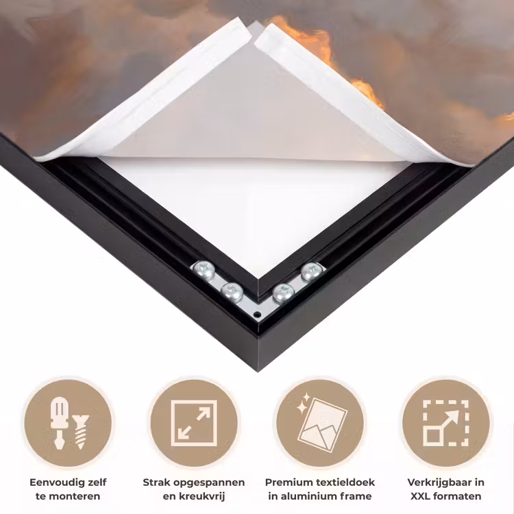 Wolken - Zonsondergang - Natuur - Abstract - Goud Textielframe zwart klein -USP_feed_closeupNL