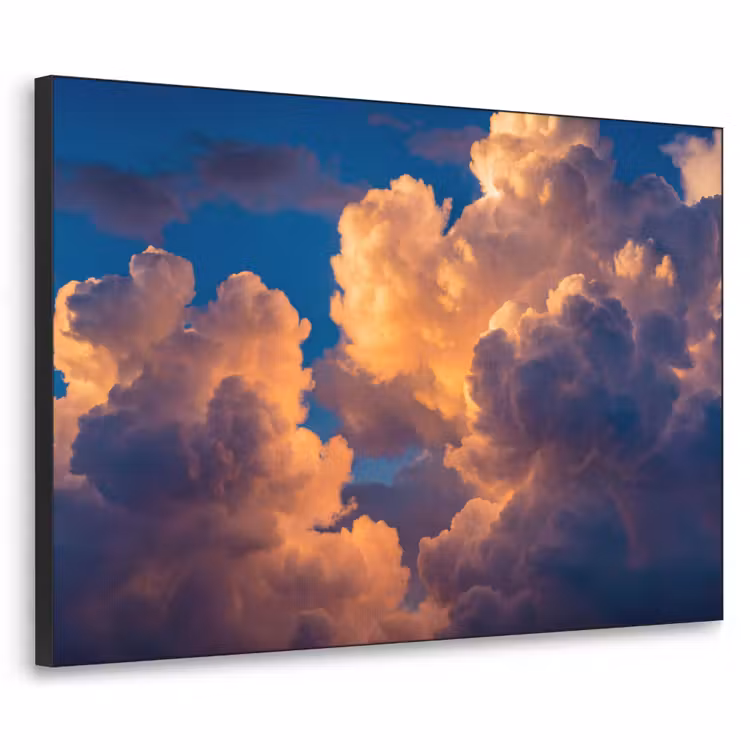 Wolken - Zonsondergang - Natuur - Oranje - Blauw Textielframe zwart klein -3d