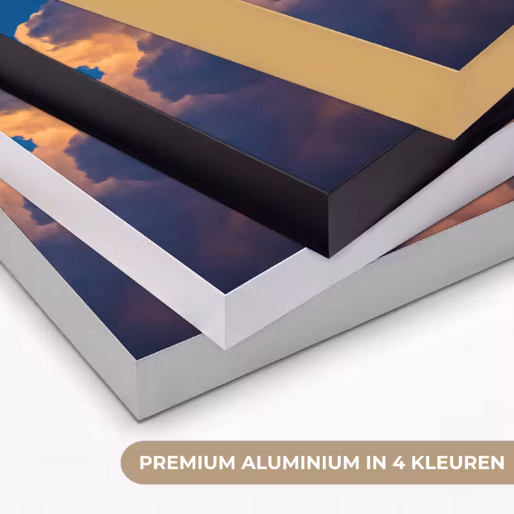 Wolken - Zonsondergang - Natuur - Oranje - Blauw Textielframe zwart klein -USP_kleurenNL