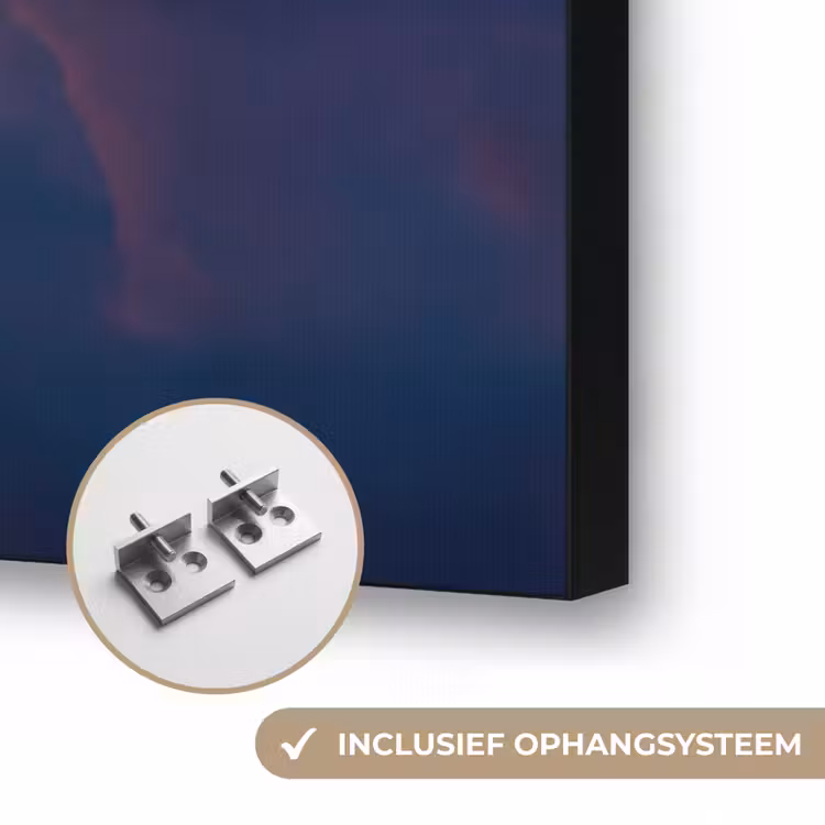 Wolken - Zonsondergang - Natuur - Oranje - Blauw Textielframe zwart klein -USP_ophangsysteemNL