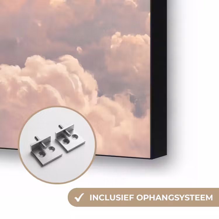 Wolken - Zonsondergang - Natuur - Pastel - Roze Textielframe zwart klein -USP_ophangsysteemNL