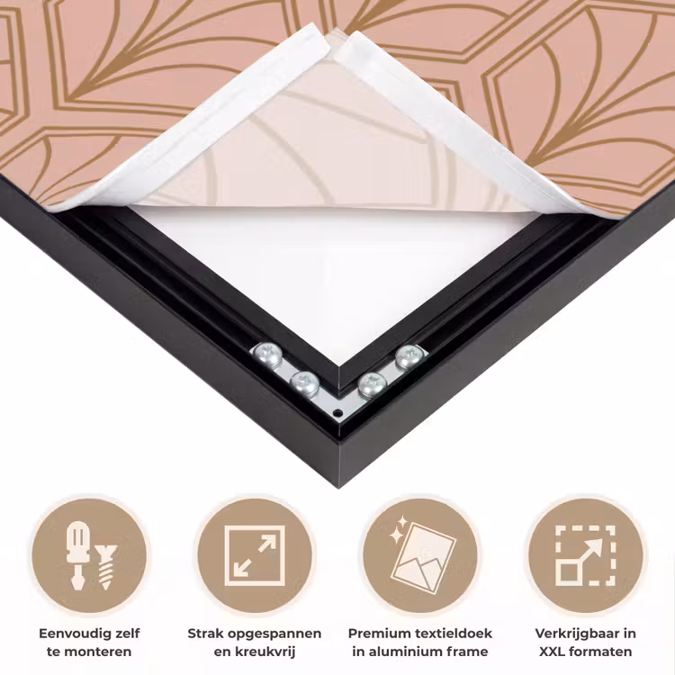 Zalmroze - Patroon - Geometrisch Textielframe zwart klein 947 -USP_feed_closeupNL