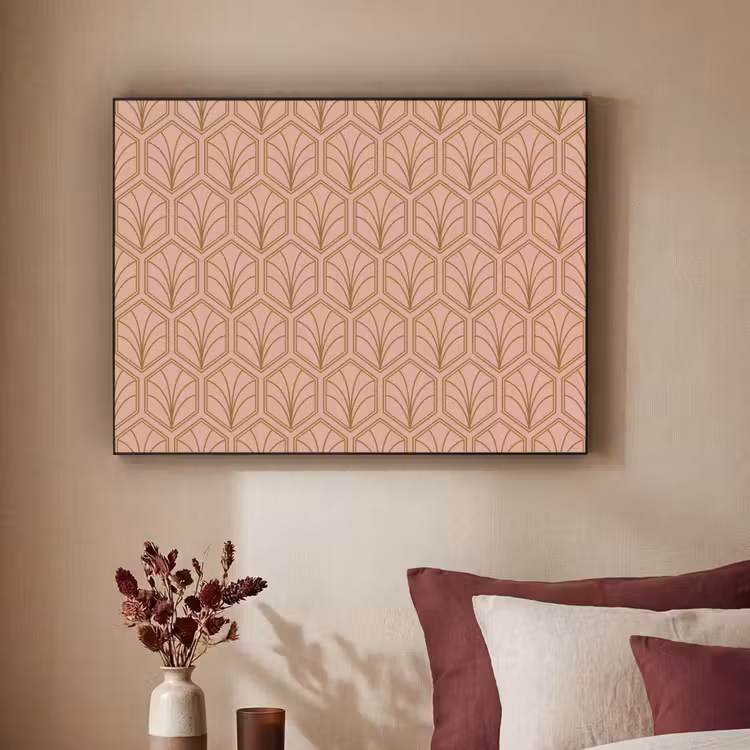 Zalmroze - Patroon - Geometrisch Textielframe zwart klein 947 -sfeer1