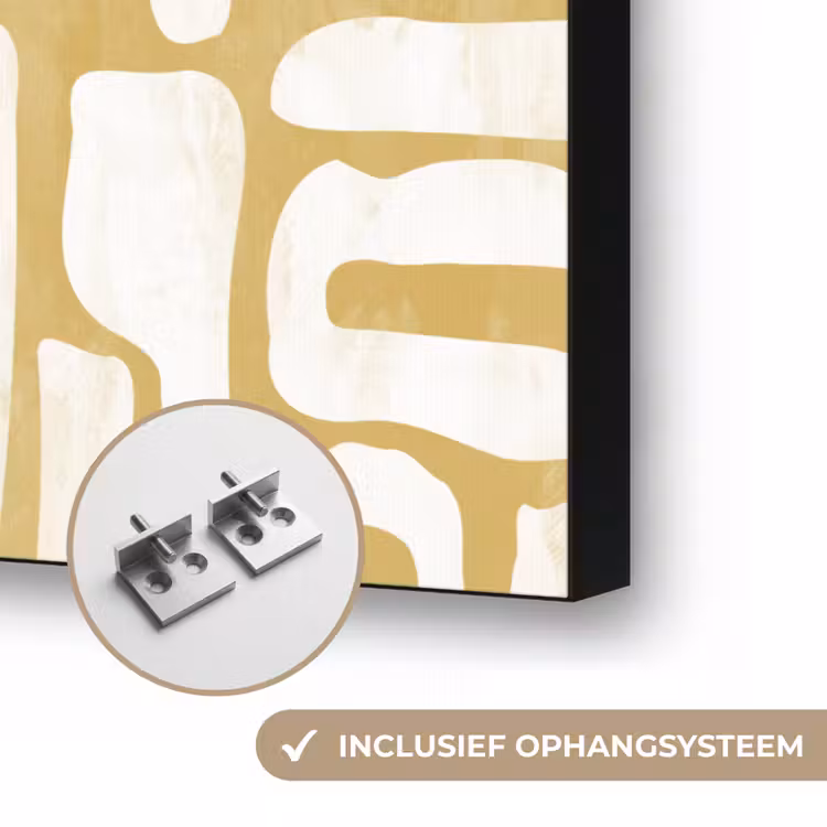 Zandkleur - Wit - Patroon Textielframe zwart klein 947 -USP_ophangsysteemNL