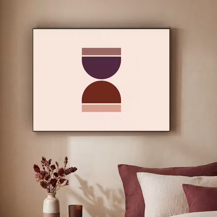 Zandloper - Symmetrisch - Rood - Paars Textielframe zwart klein -sfeer1