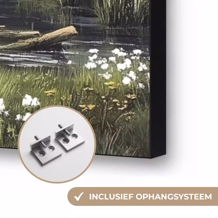 Zandpad - Groen landschap - Water Textielframe zwart klein -USP_ophangsysteemNL