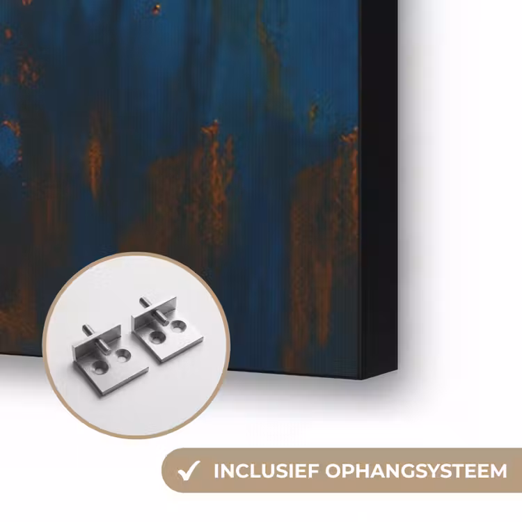 Zebra - Abstract - Blauw Textielframe zwart klein -USP_ophangsysteemNL