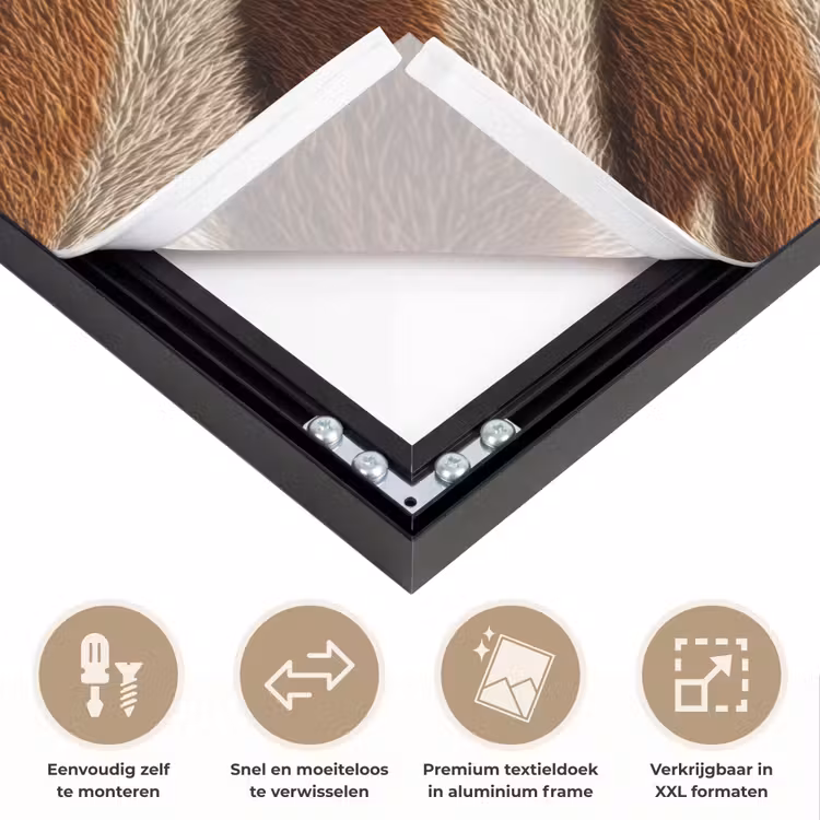 Zebra - Bruin - Patroon Textielframe zwart klein 947 -USP_closeupNL