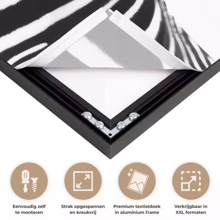 Zebra - Close-up - Zwart - Strepen Textielframe zwart klein -USP_feed_closeupNL
