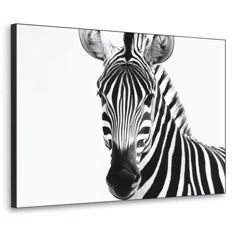 Zebra - Close-up - Zwart - Strepen Textielframe zwart klein -3d