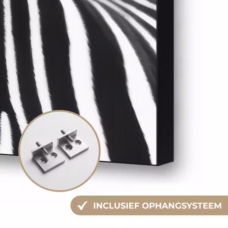Zebra - Close-up - Zwart - Strepen Textielframe zwart klein -USP_ophangsysteemNL