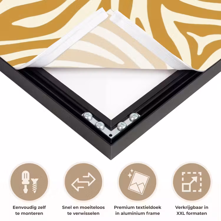 Zebra - Klassiek - Oker - Geel Textielframe zwart klein 947 -USP_closeupNL