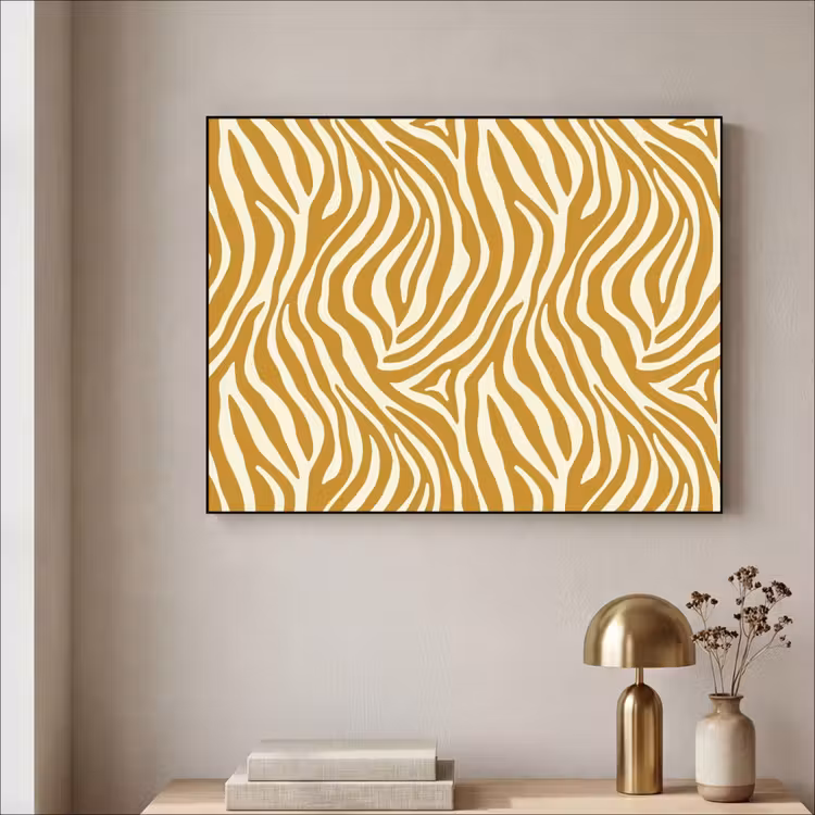 Zebra - Klassiek - Oker - Geel Textielframe zwart klein 947 -sfeer2