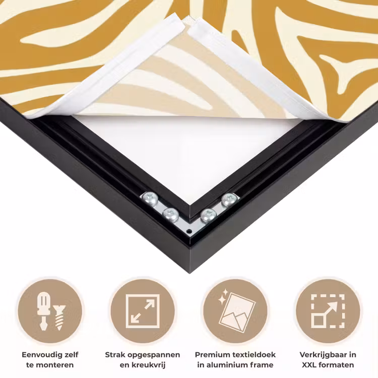 Zebra - Klassiek - Oker - Geel Textielframe zwart klein 947 -USP_feed_closeupNL