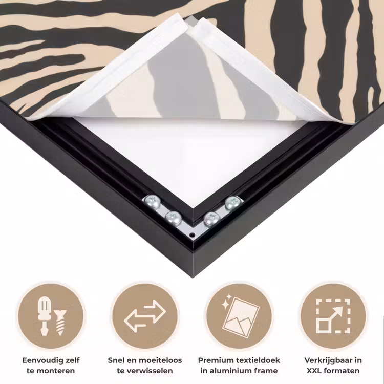 Zebra - Klassiek - Zwart Textielframe zwart klein 947 -USP_closeupNL