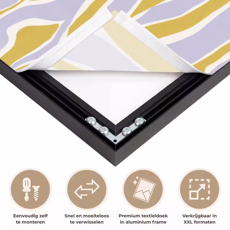 Zebra - Modern - Meerkleurig Textielframe zwart klein 947 -USP_closeupNL