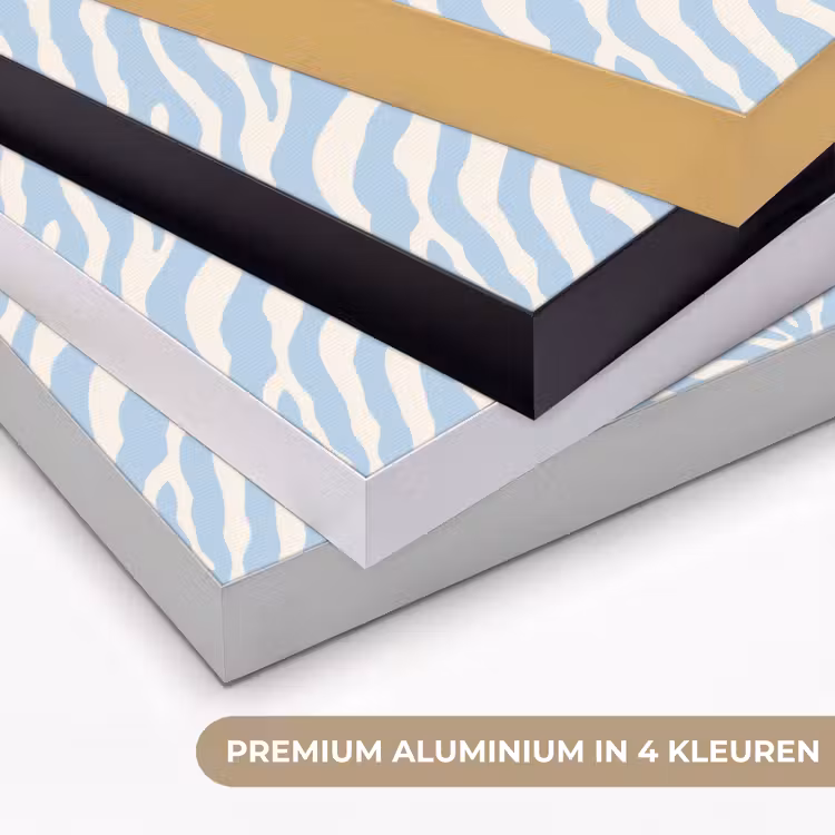 Zebra - Motief - Blauw - Wit Textielframe zwart klein 947 -USP_kleurenNL