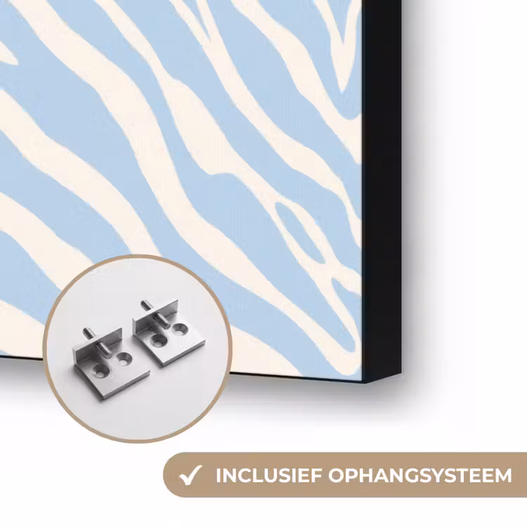 Zebra - Motief - Blauw - Wit Textielframe zwart klein 947 -USP_ophangsysteemNL