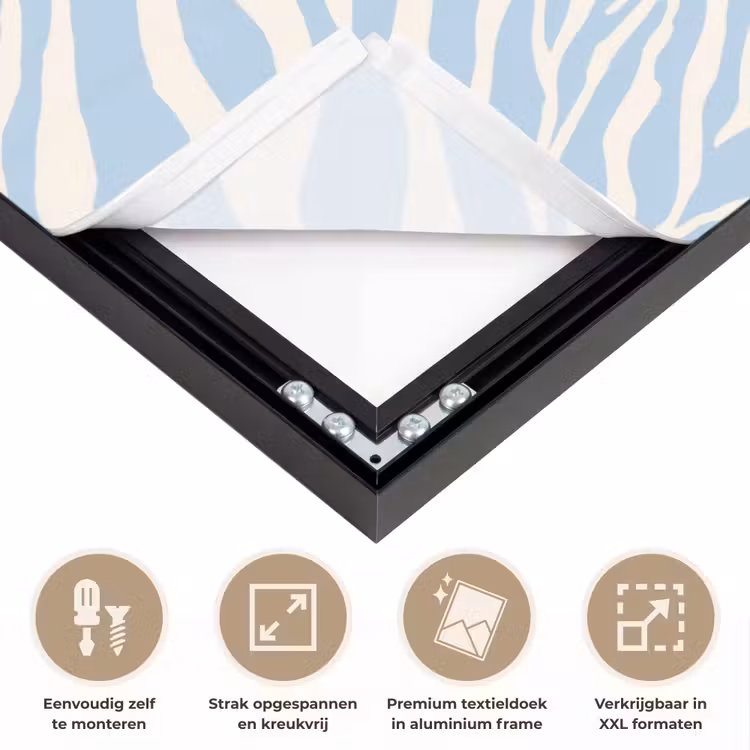 Zebra - Motief - Blauw - Wit Textielframe zwart klein 947 -USP_feed_closeupNL