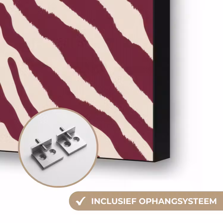 Zebra - Motief - Bordeaux - Rood Textielframe zwart klein 947 -USP_ophangsysteemNL