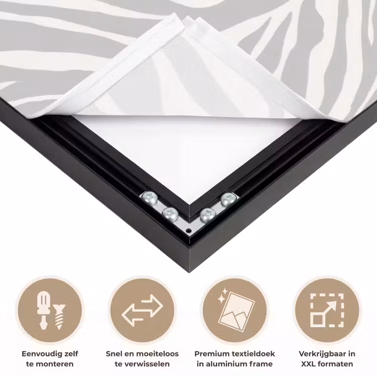Zebra - Motief - Grijs Textielframe zwart klein 947 -USP_closeupNL