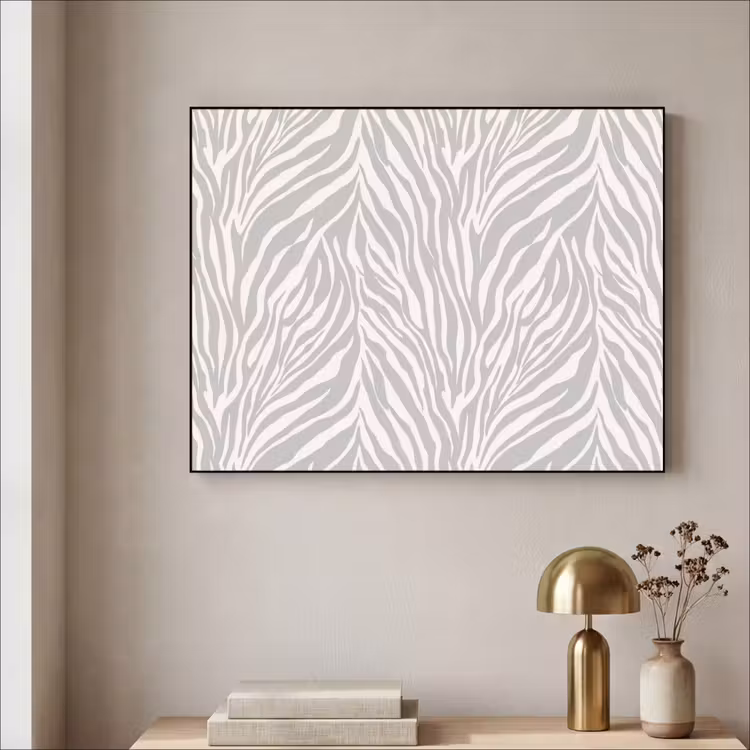 Zebra - Motief - Grijs Textielframe zwart klein 947 -sfeer2