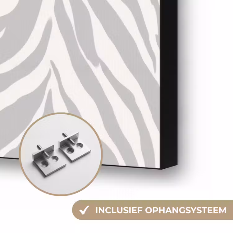 Zebra - Motief - Grijs Textielframe zwart klein 947 -USP_ophangsysteemNL