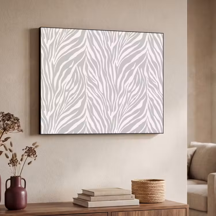 Zebra - Motief - Grijs Textielframe zwart klein 947 -sfeer3