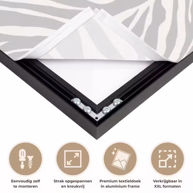 Zebra - Motief - Grijs Textielframe zwart klein 947 -USP_feed_closeupNL