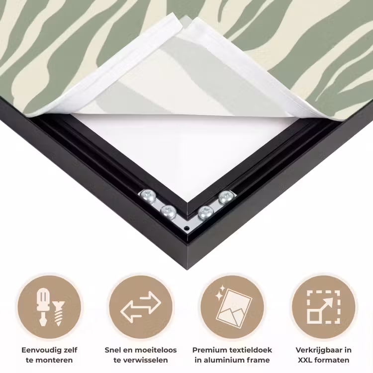 Zebra - Motief - Groen Textielframe zwart klein 947 -USP_closeupNL