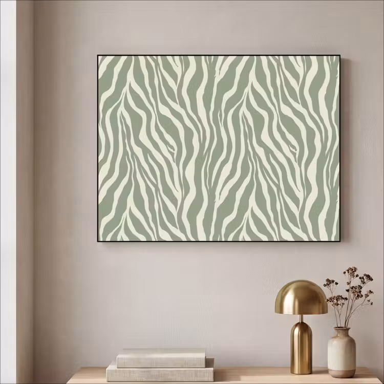 Zebra - Motief - Groen Textielframe zwart klein 947 -sfeer2