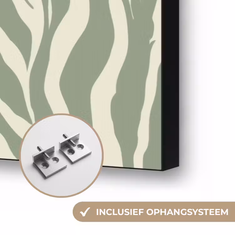 Zebra - Motief - Groen Textielframe zwart klein 947 -USP_ophangsysteemNL