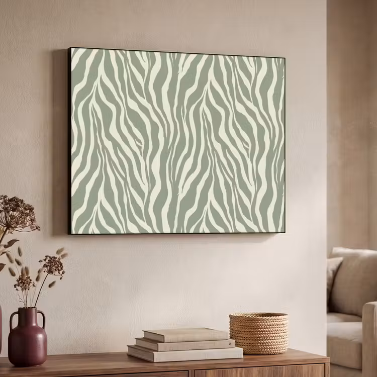 Zebra - Motief - Groen Textielframe zwart klein 947 -sfeer3