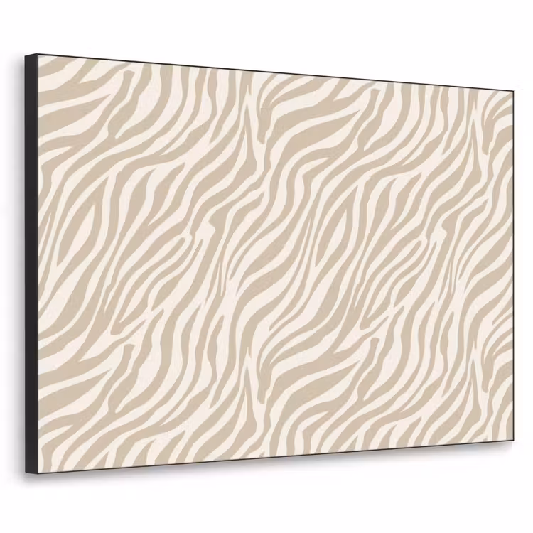 Zebra - Patroon - Beige Textielframe zwart klein 947 -3d