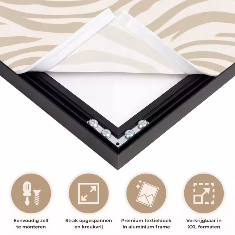 Zebra - Patroon - Beige Textielframe zwart klein 947 -USP_feed_closeupNL