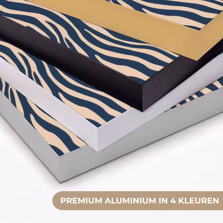 Zebra - Patroon - Blauw - Beige Textielframe zwart klein 947 -USP_kleurenNL