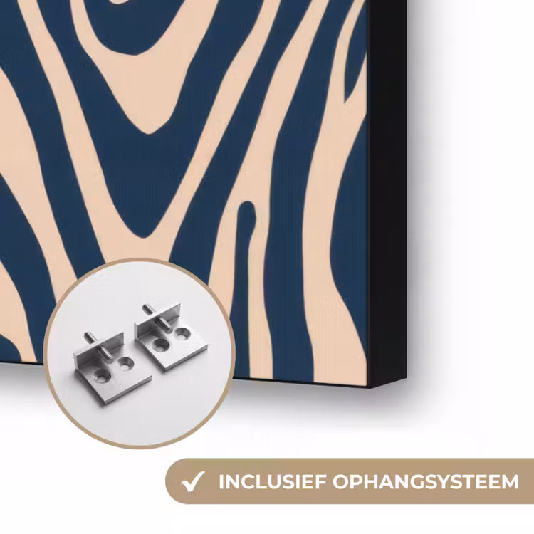Zebra - Patroon - Blauw - Beige Textielframe zwart klein 947 -USP_ophangsysteemNL