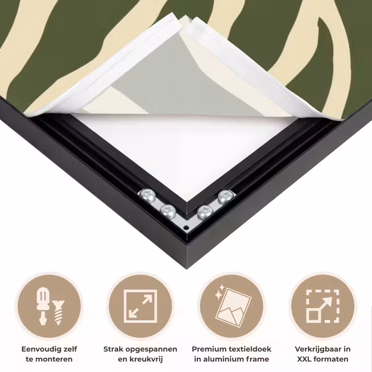 Zebra - Patroon - Groen Textielframe zwart klein 947 -USP_feed_closeupNL
